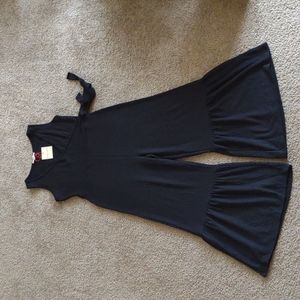 Black Capri Jumpsuit with Ruffles Sz Large